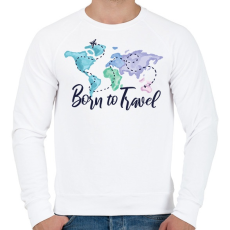 PRINTFASHION Born to travel - Férfi pulóver - Fehér