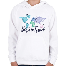 PRINTFASHION Born to travel - Gyerek kapucnis pulóver - Fehér gyerek pulóver, kardigán