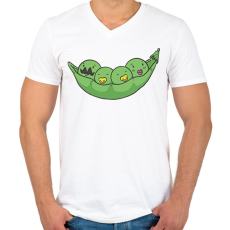 PRINTFASHION Borsó család - Férfi V-nyakú póló - Fehér