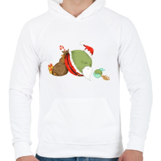 PRINTFASHION Borsó Mikulás - Férfi kapucnis pulóver - Fehér