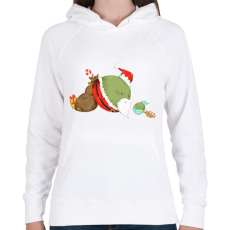 PRINTFASHION Borsó Mikulás - Női kapucnis pulóver - Fehér