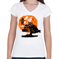 PRINTFASHION bosai - Női V-nyakú póló - Fehér női póló