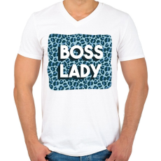 PRINTFASHION Boss lady - Férfi V-nyakú póló - Fehér