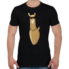 PRINTFASHION Boss Lama - Férfi póló - Fekete férfi póló