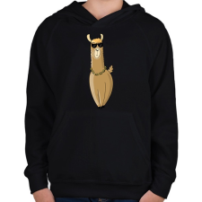 PRINTFASHION Boss Lama - Gyerek kapucnis pulóver - Fekete gyerek pulóver, kardigán