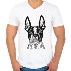 PRINTFASHION boston terrier - Férfi V-nyakú póló - Fehér