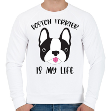 PRINTFASHION Boston terrier is my life - Férfi pulóver - Fehér férfi pulóver, kardigán