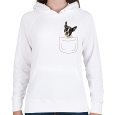 PRINTFASHION Boston terrier kölyök zsebben - Női kapucnis pulóver - Fehér