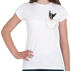 PRINTFASHION Boston terrier kölyök zsebben - Női póló - Fehér