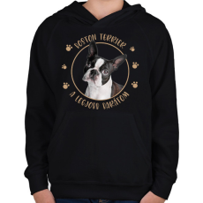 PRINTFASHION Boston terrier - Legjobb barát - Gyerek kapucnis pulóver - Fekete
