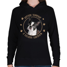 PRINTFASHION Boston terrier - Legjobb barát - Női kapucnis pulóver - Fekete