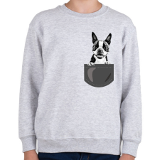 PRINTFASHION Boston Terrier - zseb - Gyerek pulóver - Sport szürke gyerek pulóver, kardigán