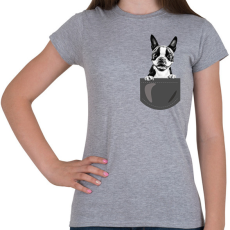 PRINTFASHION Boston Terrier - zseb - Női póló - Sport szürke