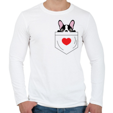 PRINTFASHION Boston Terrier zsebben - Férfi hosszú ujjú póló - Fehér