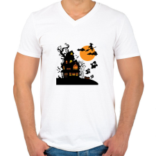 PRINTFASHION Boszis Halloween - Férfi V-nyakú póló - Fehér férfi póló