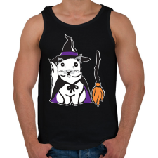 PRINTFASHION boszorkány cica - Férfi atléta - Fekete atléta, trikó