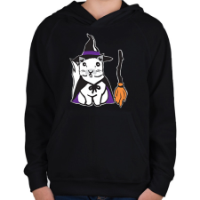 PRINTFASHION boszorkány cica - Gyerek kapucnis pulóver - Fekete gyerek pulóver, kardigán