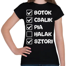PRINTFASHION Botok csalik pia halak sztori (fehér) - Női póló - Fekete női póló