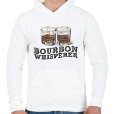 PRINTFASHION Bourbon Whisperer - Férfi kapucnis pulóver - Fehér férfi pulóver, kardigán