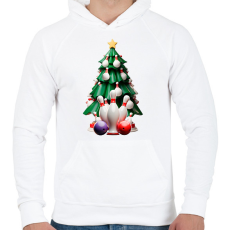 PRINTFASHION Bowling karácsonyfa - Férfi kapucnis pulóver - Fehér