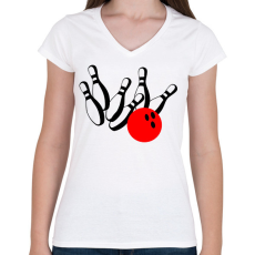 PRINTFASHION Bowling - Női V-nyakú póló - Fehér