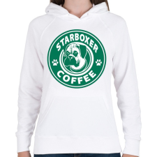 PRINTFASHION Boxer coffe - Női kapucnis pulóver - Fehér női pulóver, kardigán