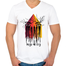 PRINTFASHION boys do cry - Férfi V-nyakú póló - Fehér férfi póló