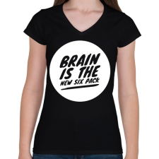 PRINTFASHION Brain is the new - Női V-nyakú póló - Fekete női póló