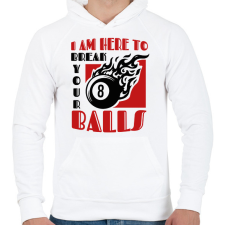 PRINTFASHION Break your balls - Férfi kapucnis pulóver - Fehér férfi pulóver, kardigán