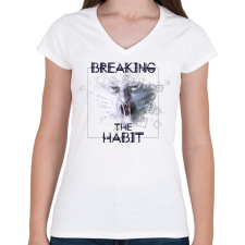 PRINTFASHION breakingthehabbit-01.png - Női V-nyakú póló - Fehér női póló
