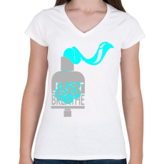 PRINTFASHION Breathe it - Női V-nyakú póló - Fehér