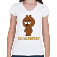 PRINTFASHION Brickleberry: Malloy - Női V-nyakú póló - Fehér női póló