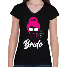 PRINTFASHION Bride fehér - Női V-nyakú póló - Fekete