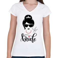 PRINTFASHION Bride - Női V-nyakú póló - Fehér