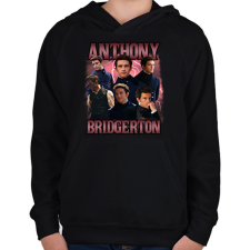 PRINTFASHION Bridgerton Anthony - Gyerek kapucnis pulóver - Fekete gyerek pulóver, kardigán