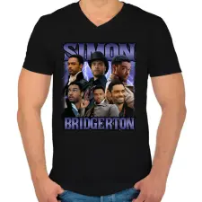 PRINTFASHION Bridgerton Simon - Férfi V-nyakú póló - Fekete férfi póló