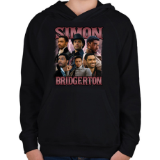 PRINTFASHION Bridgerton Simon - Gyerek kapucnis pulóver - Fekete