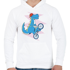 PRINTFASHION Bringás T-rex - Férfi kapucnis pulóver - Fehér férfi pulóver, kardigán