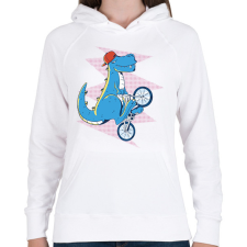 PRINTFASHION Bringás T-rex - Női kapucnis pulóver - Fehér női pulóver, kardigán