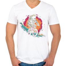 PRINTFASHION Bringás űrhajós - Férfi V-nyakú póló - Fehér