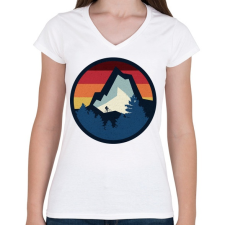 PRINTFASHION Bringázás a hegyekben - Női V-nyakú póló - Fehér női póló