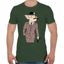 PRINTFASHION British style Pig - Férfi póló - Katonazöld férfi póló