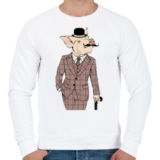 PRINTFASHION British style Pig - Férfi pulóver - Fehér férfi pulóver, kardigán
