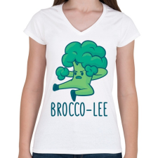 PRINTFASHION Brocco Lee - Női V-nyakú póló - Fehér női póló