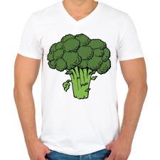 PRINTFASHION Brokkoli - Férfi V-nyakú póló - Fehér férfi póló