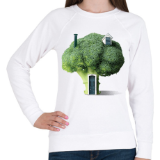PRINTFASHION Brokkoli ház - Női pulóver - Fehér