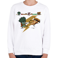 PRINTFASHION Brokkoli vs. Pizza - Gyerek pulóver - Fehér gyerek pulóver, kardigán