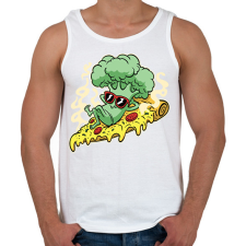 PRINTFASHION Brokkolis pizza - Férfi atléta - Fehér atléta, trikó