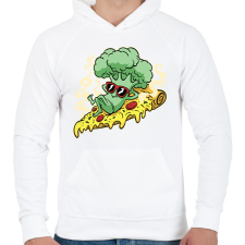 PRINTFASHION Brokkolis pizza - Férfi kapucnis pulóver - Fehér férfi pulóver, kardigán