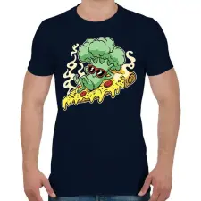 PRINTFASHION Brokkolis pizza - Férfi póló - Sötétkék férfi póló